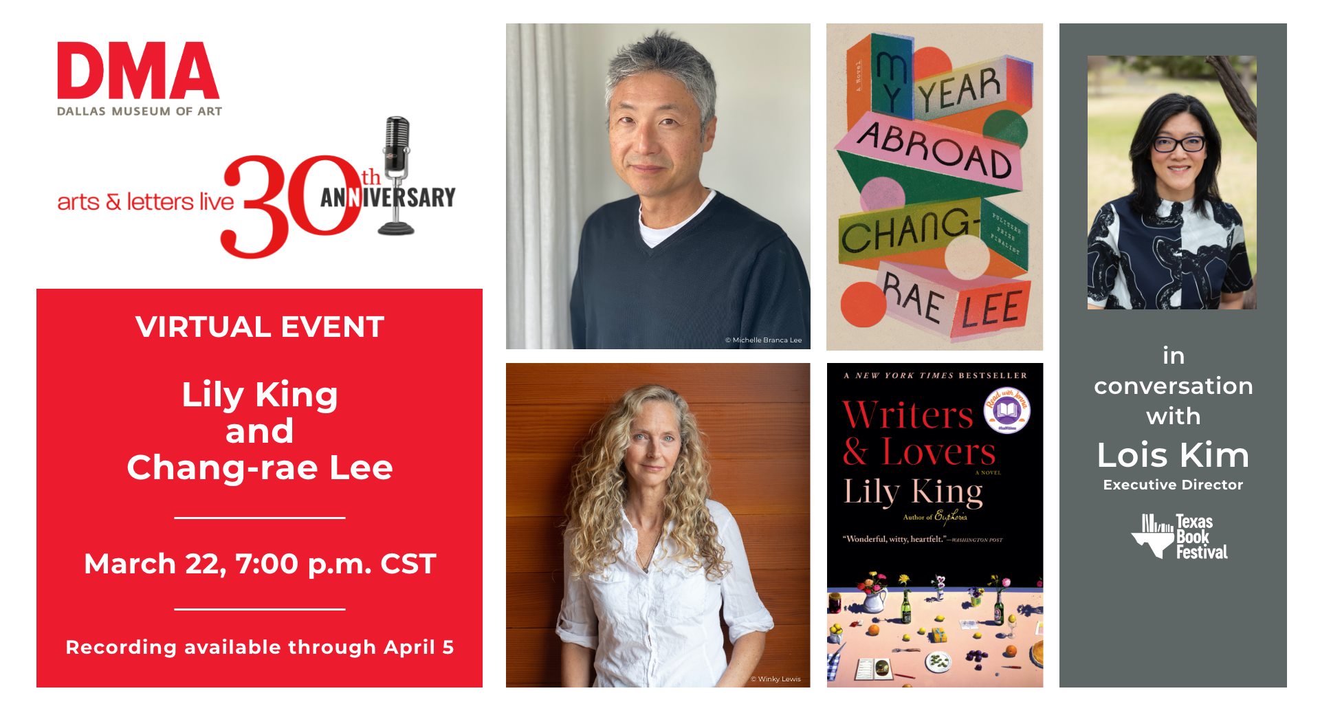 Arts & Letters Live: Virtual Event with Lily King and Chang-rae Lee
