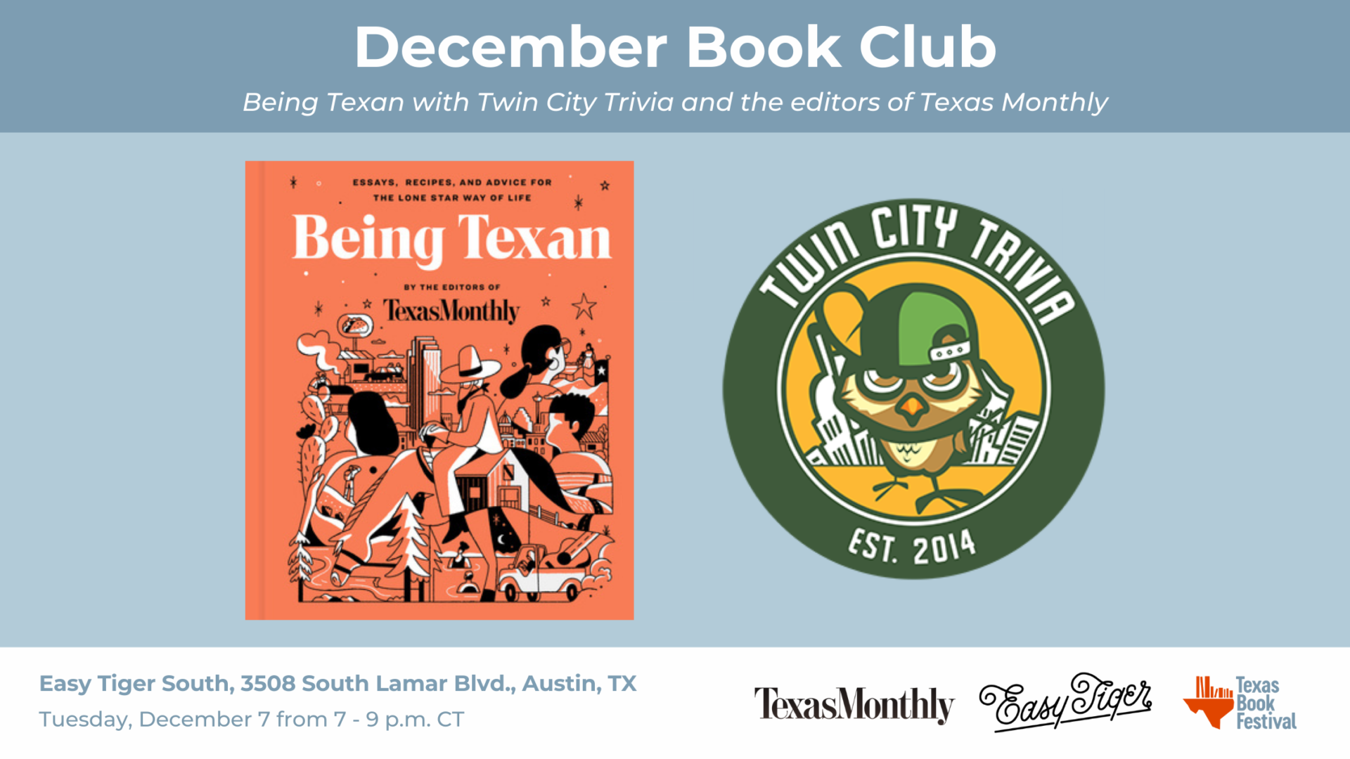 December Book Club: BEING TEXAN Trivia