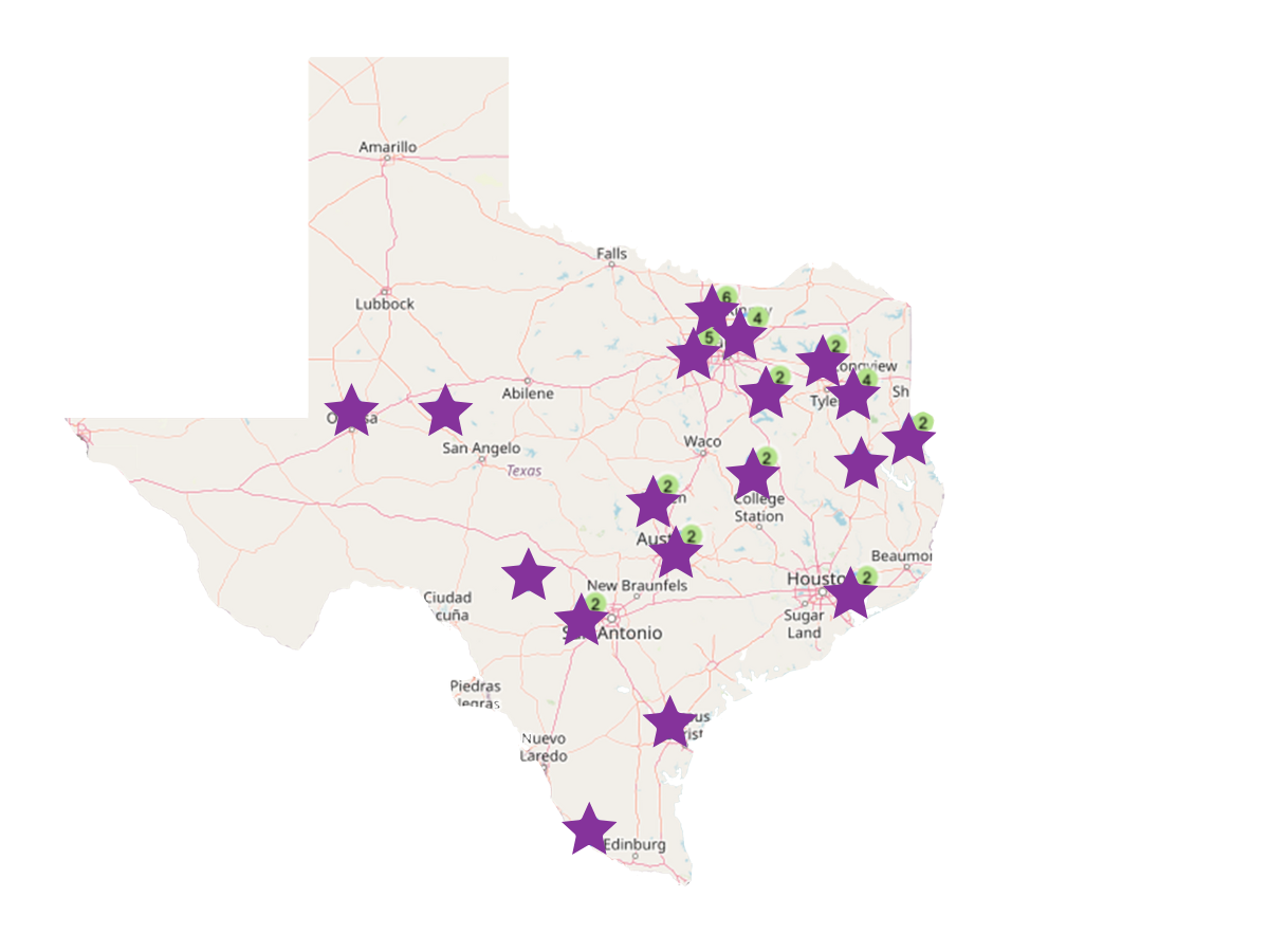 Texas Library Grant recipient map