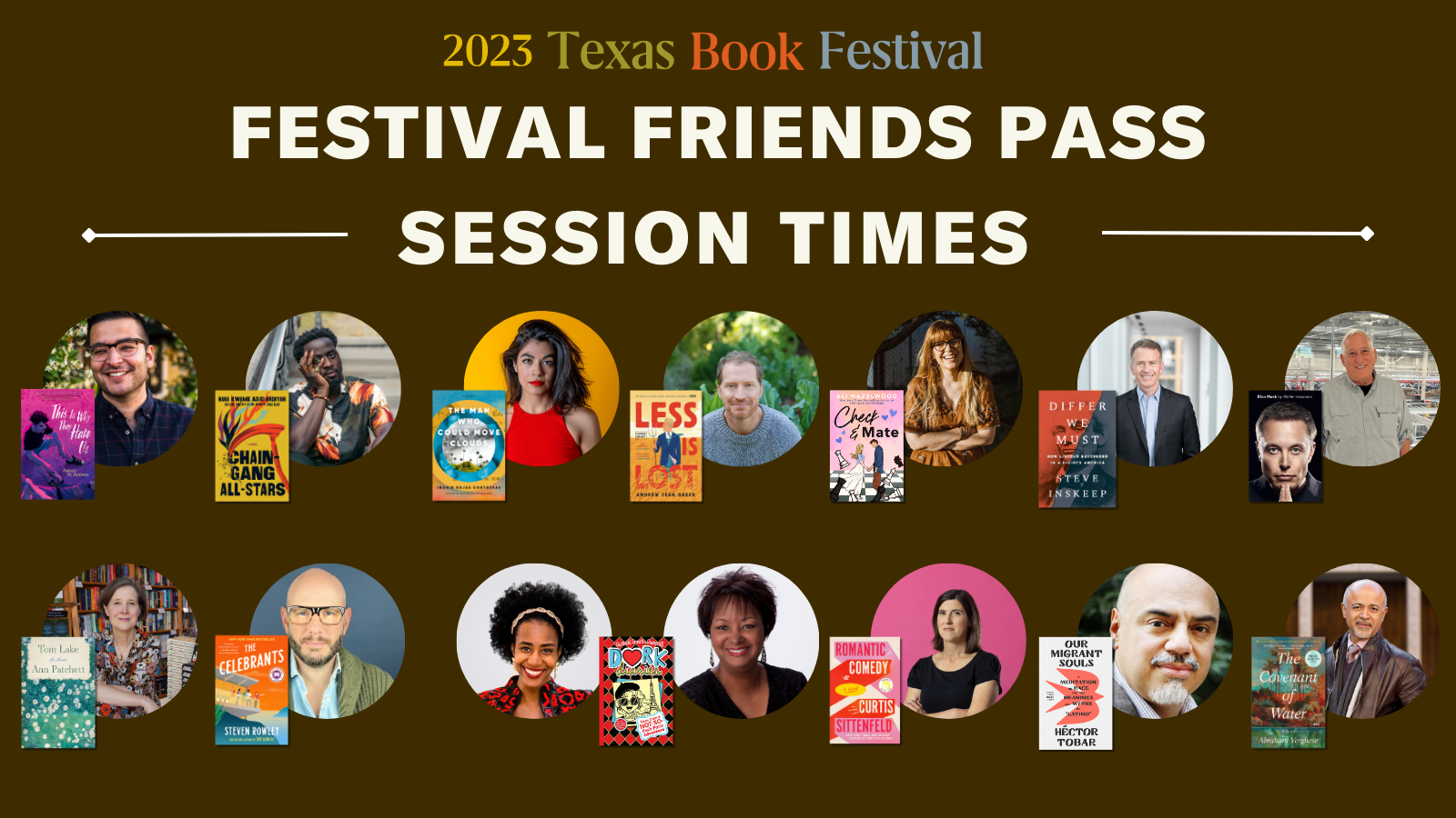 Festival Friends Pass Author Headshots and Book Covers